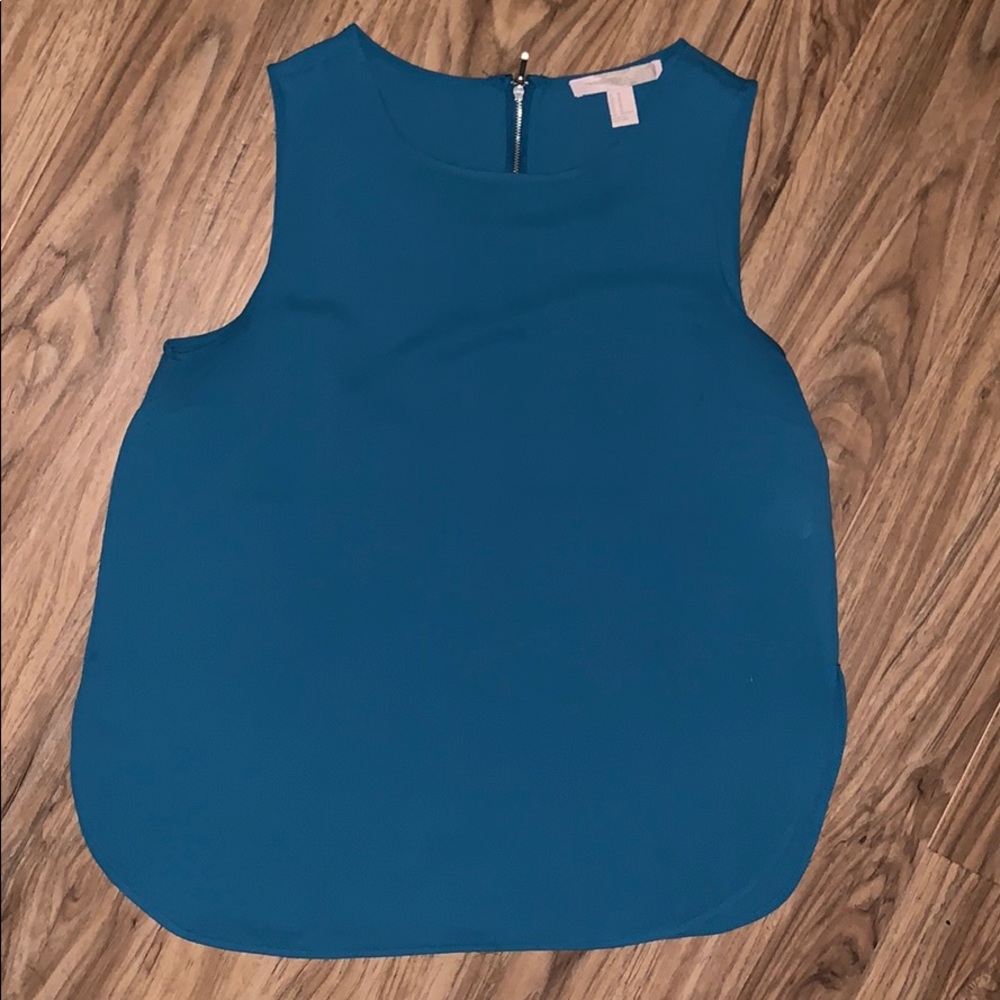 Sleeveless Teal Blouse w Vented Hem